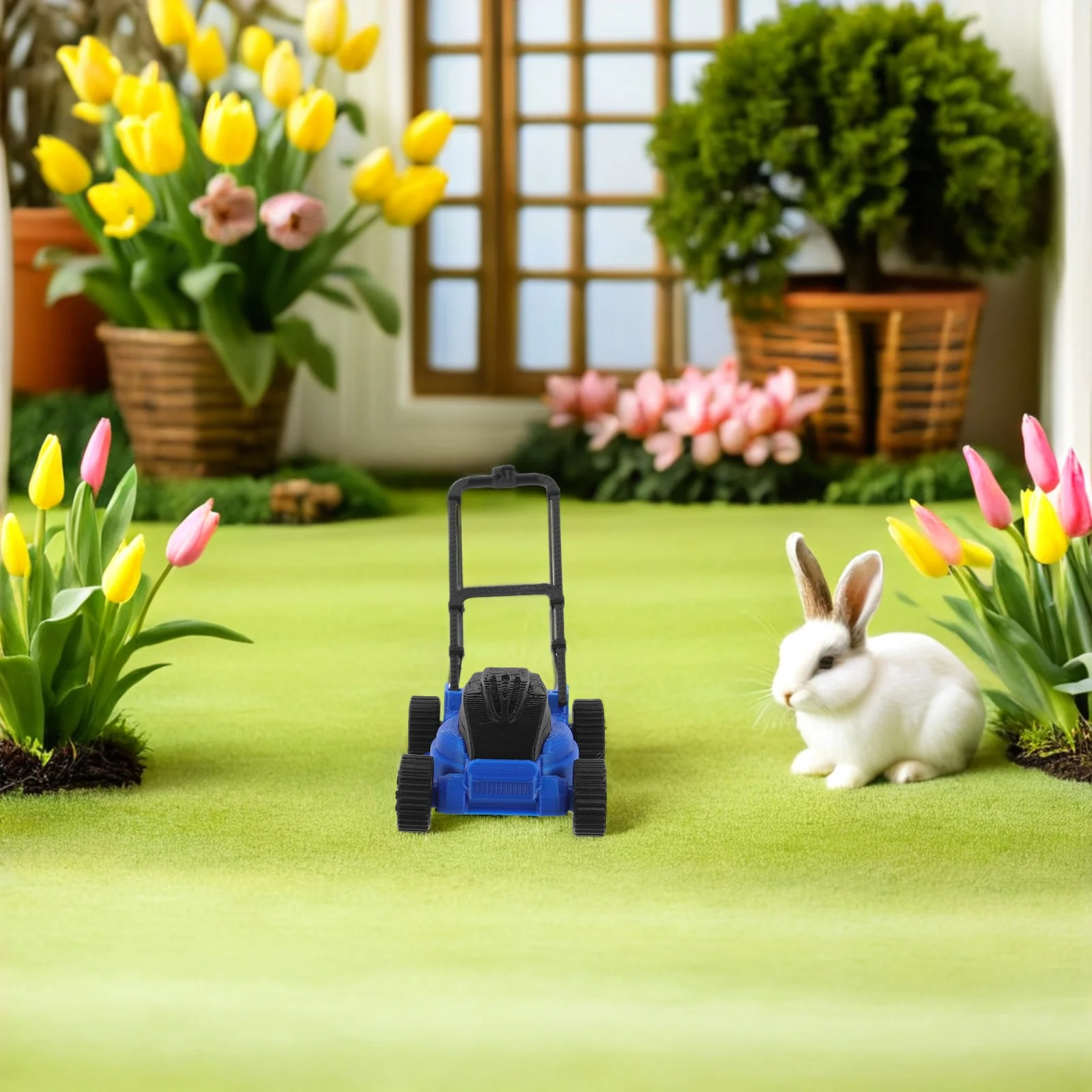 1pcs Dollhouse Accessories Miniature Garden Decoration Realistic Lawn Mower For Kids Micro Landscaping Tool Set Play