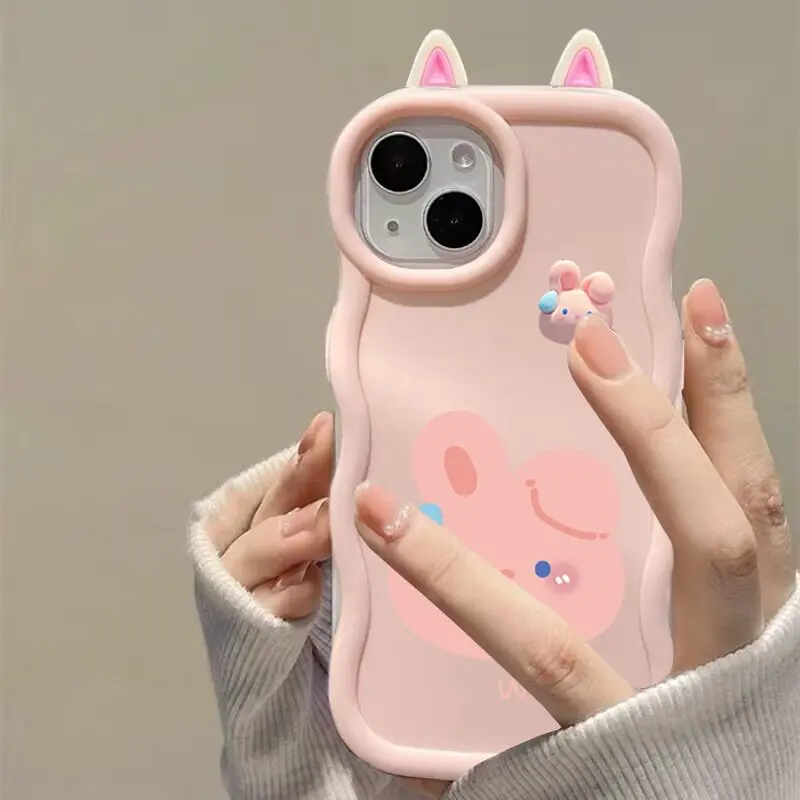 Cute Bear Rabbit Ears Doll Case For Infinix HOT 50 40 Pro 40i 30 30i 9 8 Play Note 30 40 Pro TECNO SPARK 6 8 Smart 7 8 6 Cover