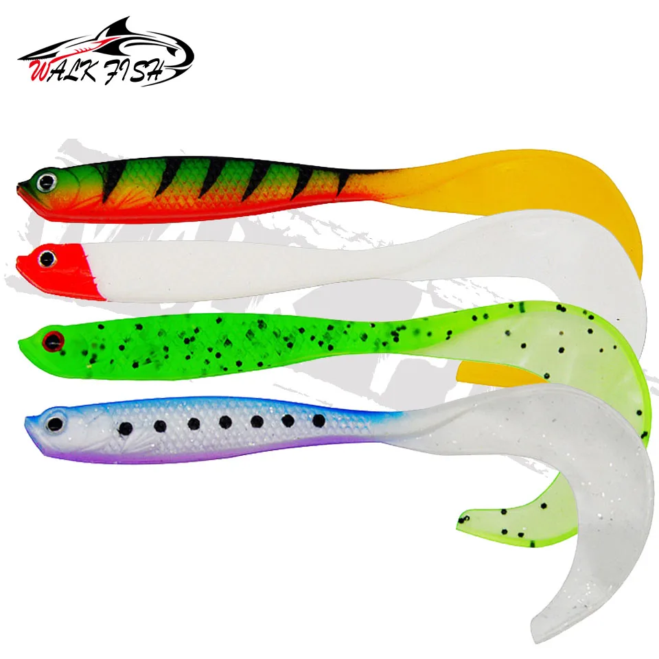 WALK FISH 4PCS Jigging Wobbler Angelköder 12,5 cm 5,5 g Shad T-Schwanz weicher Köder Künstliche Silikonköder Bass Hechtangeln