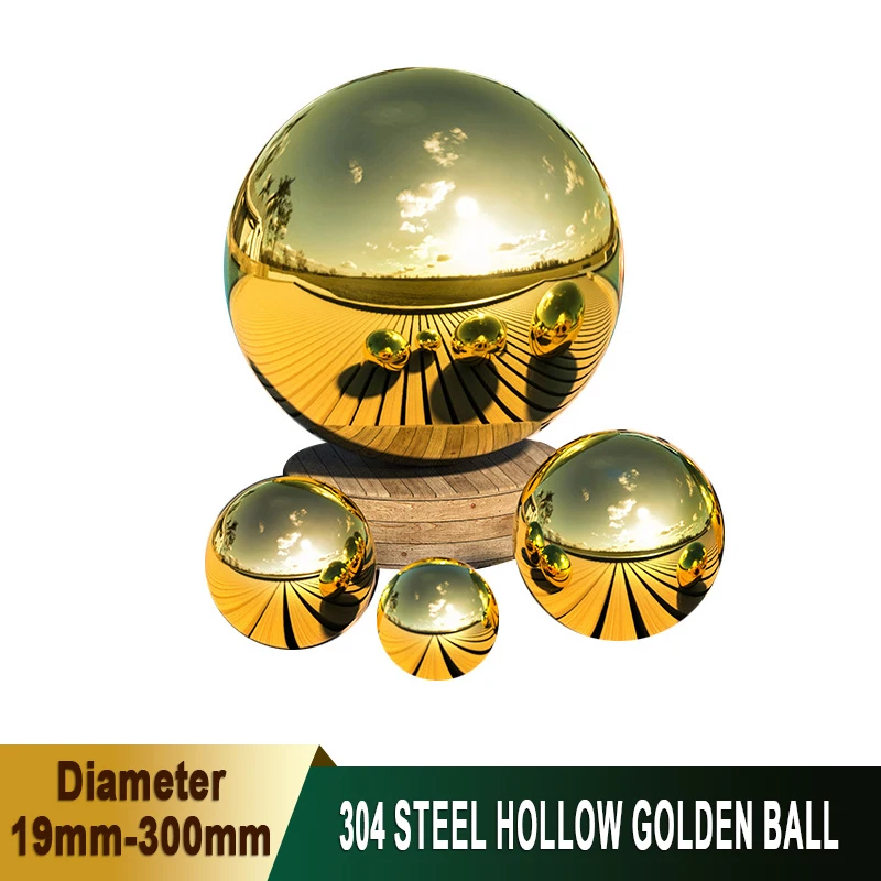 1-15Pcs 304 Steel Titanium Gold Hollow Sphere Decorative Golden Metal Christmas Balls Home Decoration Magic Ball Dia19mm-300mm