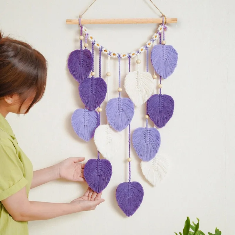 1PC Bohemian Wall Decoration Tapestry Hand-woven Flowers and Leaves Tapestry Home Decoration Home Textile Wall-mounted