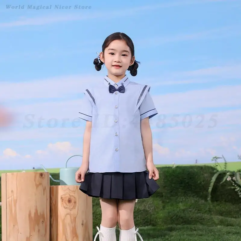 Uniforme escolar de verão, fantasia de jardim de infância infantil, meninos, estilo acadêmico, roupas esportivas, meninas, vintage, conjunto de duas peças