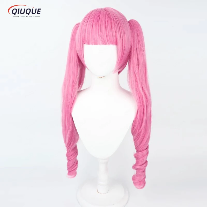 Parrucca Cosplay Anime Perona 80cm lungo arricciatura rosa 2 stili Perona capelli sintetici resistenti al calore parrucche per feste di Halloween + cappuccio per parrucca