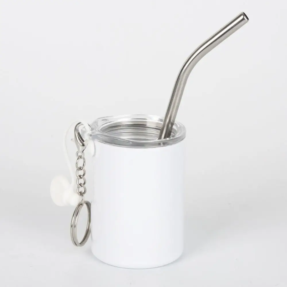 Stainless Steel Water Cup Keychain Shot Glass Mini Tumbler Straw Cup Keyring Coffee Cup Decoration Drinking Cup Pendant