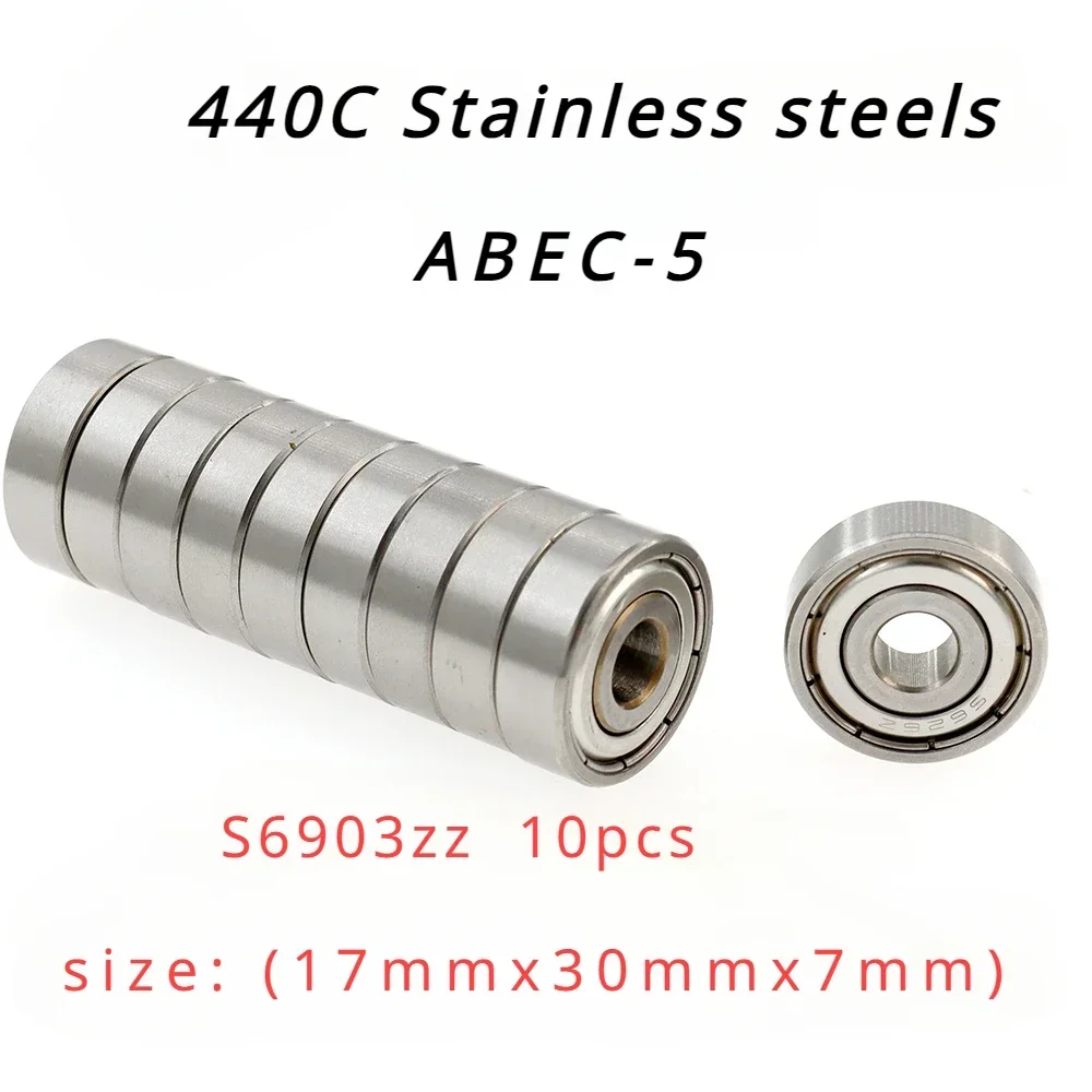 

Veekraft High Performance 440C Stainless Steels ABEC-5 Deep Groove Ball Bearings - S6903zz 10pcs Size: 17mmx30mmx7mm