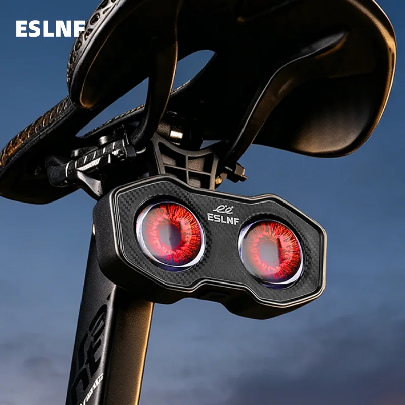 

ESLNF Rechargeable Bike Tail Light Demon's Eye Design Waterproof Long-Lasting Bicycle Rear Light