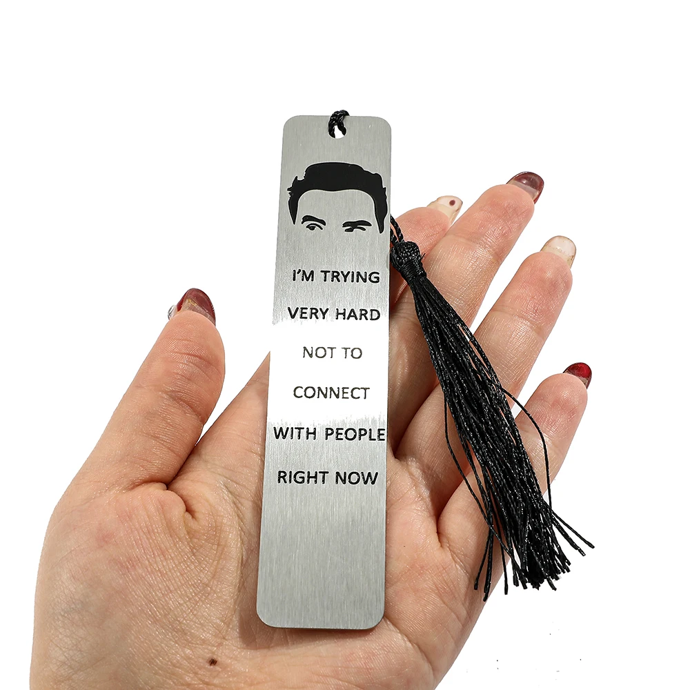 Stainless Steel Bookmark for Book Lover Gifts I'm Trying Very Hard Not To Connect with People Right Now Book Mark Wth Tassel