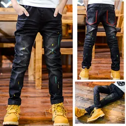 DIIMUU Kids Boys Jeans Spring Baby Boys Denim Long Pants Children Boy Casual Bowboy Trousers 5-11 Years