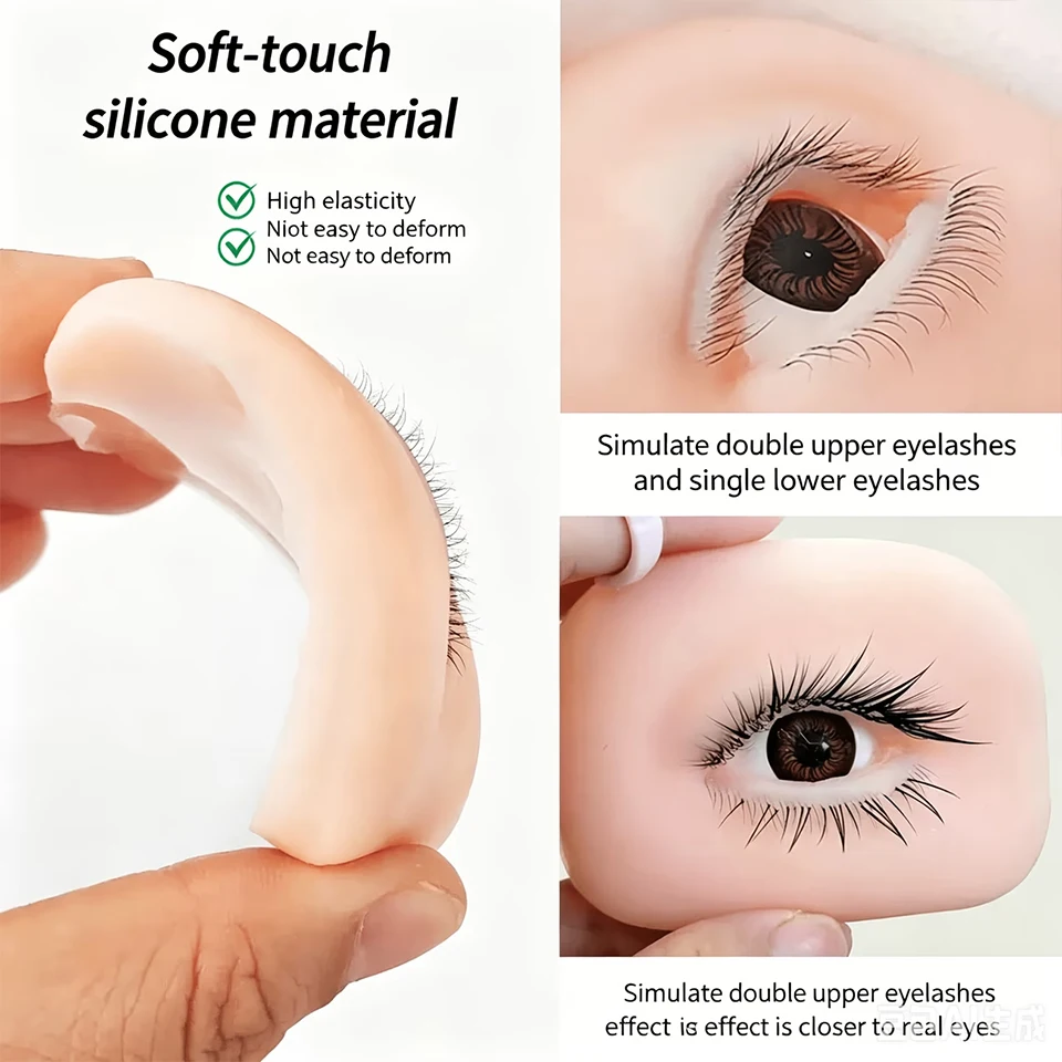 1/3 Layers Lashes Reusable Mannequin Eyes Eyelashes Extensions Doll Face Head Training Simulated Silicone Eye Model Makeup Tools