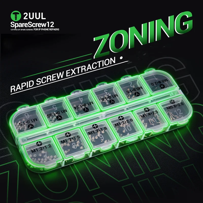 

2UUL SC22 IP Repair Screw Replacement Screw kit 330PCS 12 Kinds of Screws for Mobile Phone Frame Repair Tools