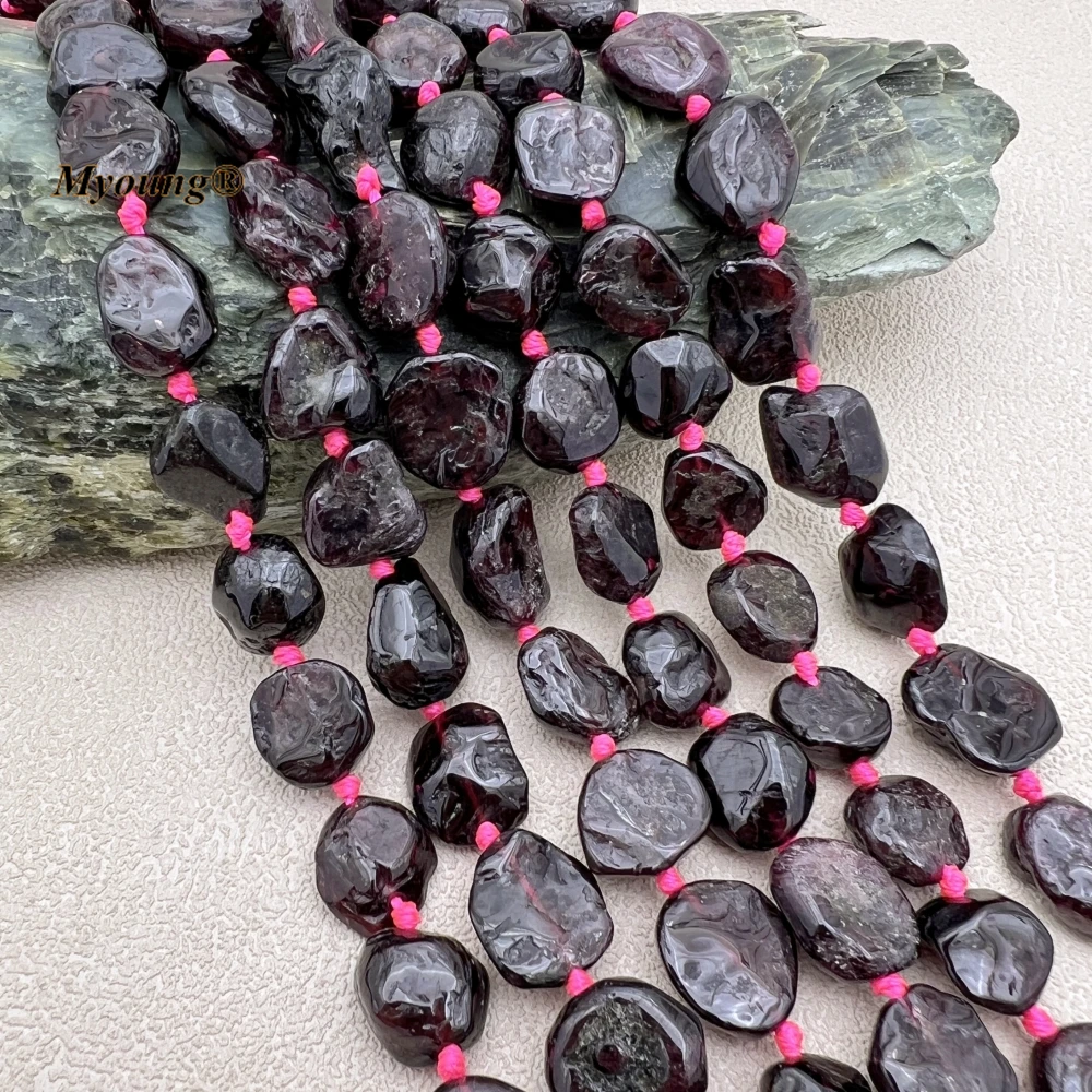 2Strands Rough Natural Stone  Red Garnet Raw ORE Space Beads For DIY Jewelry Making MY230835