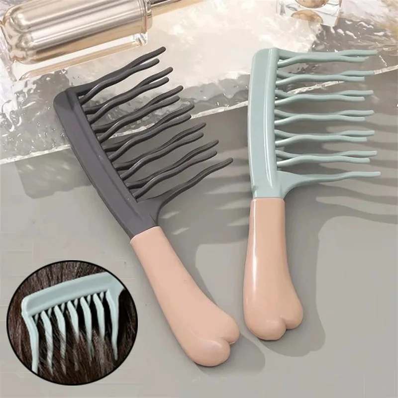 Double Row Big Tooth Comb Wide Tooth Women Special Perm Curly Comb Fluffy Hairdressing Styling Tools Detangling Hair Comb