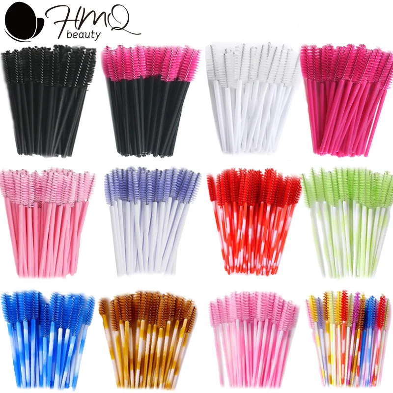 Brosses à sourcils jetables, 50 pièces, brosse de maquillage, applicateur de baguette de Mascara, pinceaux cosmétiques, outils d'extension de cils