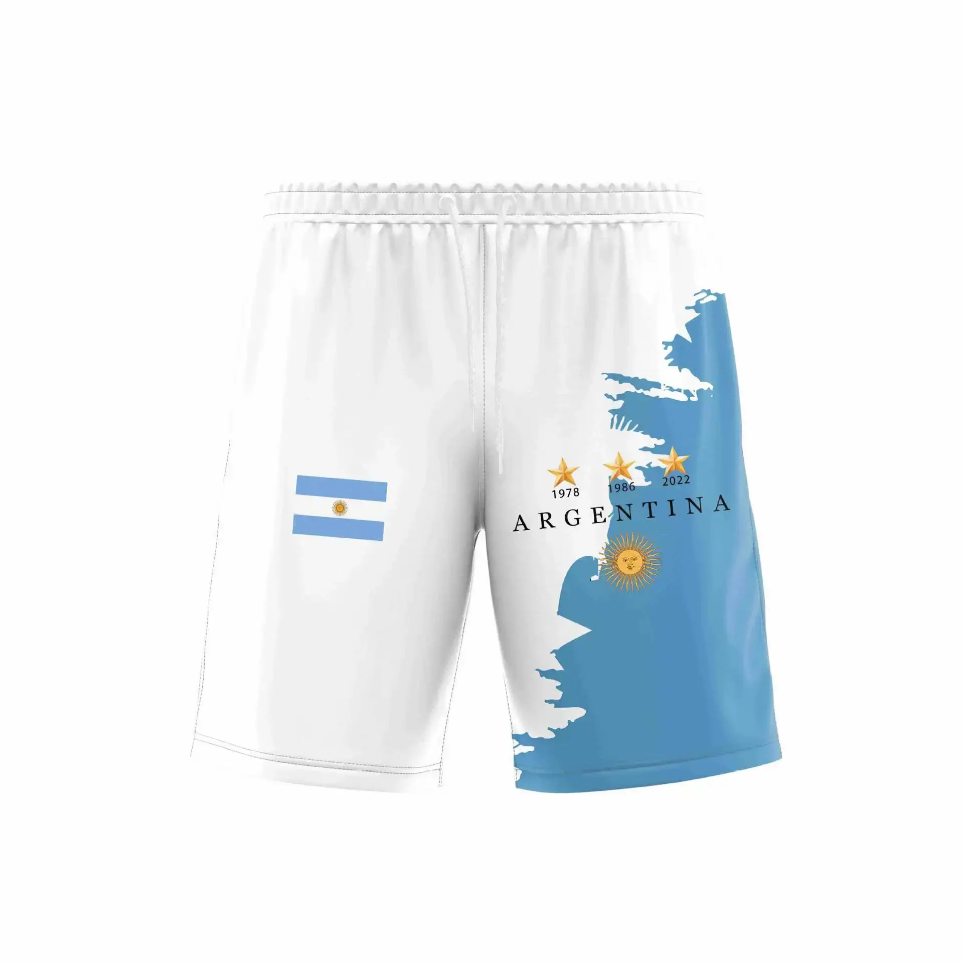 Unisex Argentina Equipe Nacional 3D Impresso Futebol Calças, Equipe Nacional Praia Shorts