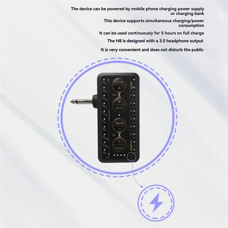 

A29Z-CUVAVE H8 Guitar Mini Tuner Multi-Effects Delay Amplifier Reverb Chorus Overdrive Portable Electric Guitar Amp