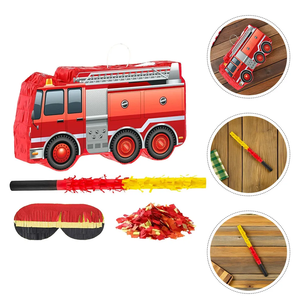 

1Set Fire Truck Pinata Bright Fun 's Birthday Party Decoration Candy Filled Hanging Fire Truck Party Supplies