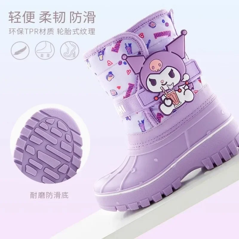 Hello Kitty kuromi Cinnamoroll cartoon mid-kalf waterdichte kinderen warme katoenen laarzen kawaii antislip verdikte snowboots