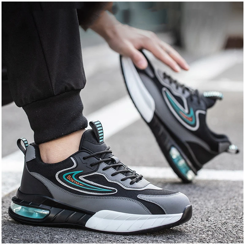 men fashion steel toe caps work safety shoes brand designer security boots air cushion worker sneakers safe footwear protection view 3