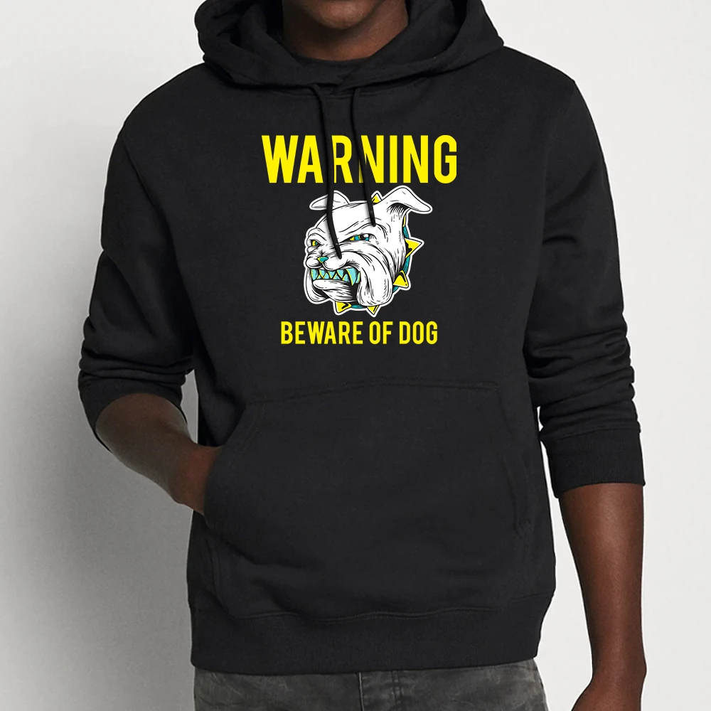 Warning Beware of Dog New Style Claw Men's Hoodies Cartoon Dog Pattern Winter Thick Hoodies Sweatshirts Comfort Wild Hoodies