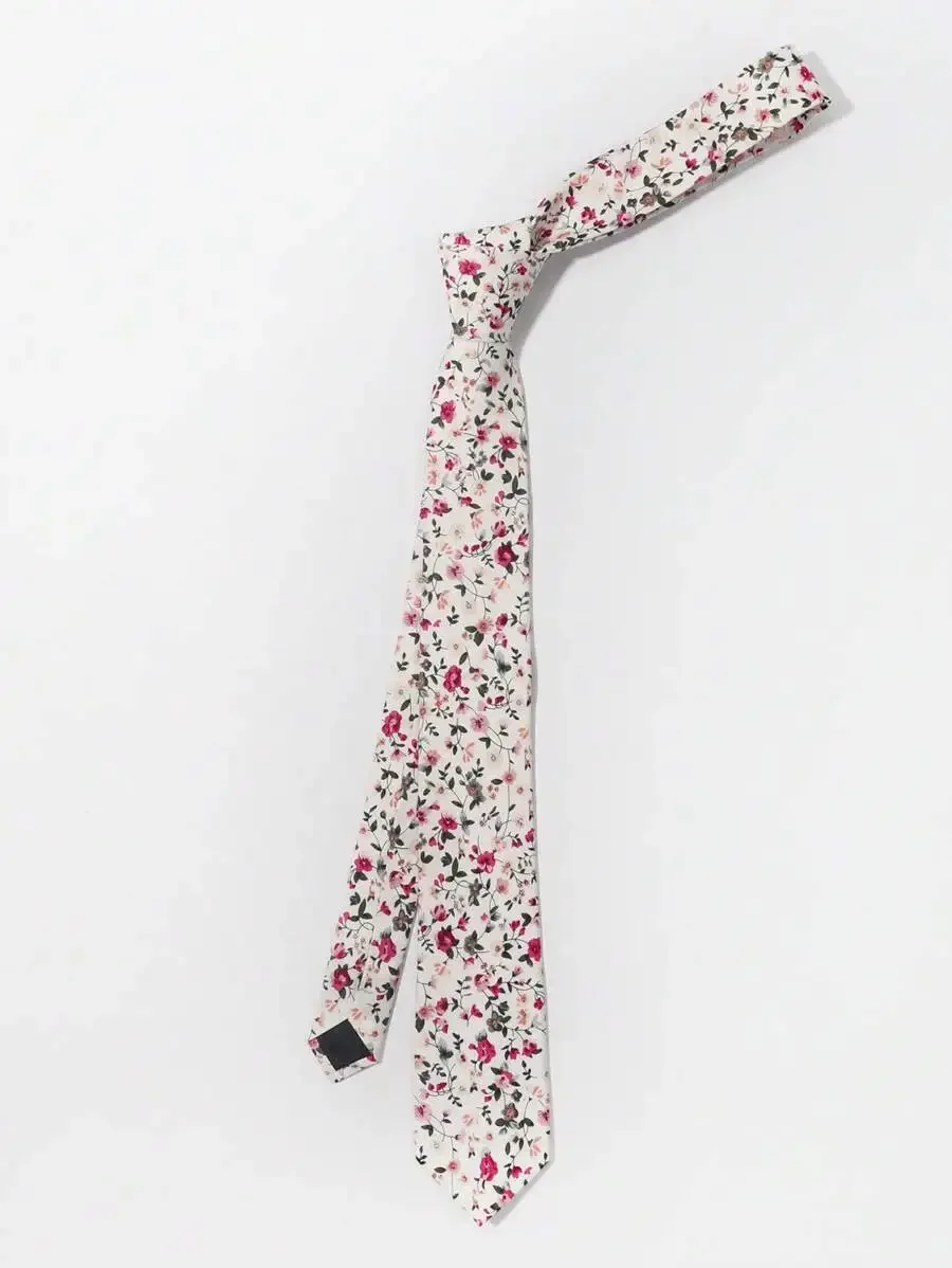 

Men Floral Print Neck Tie Vintage Elegant Accessory For Work Graduation Valentine Gift