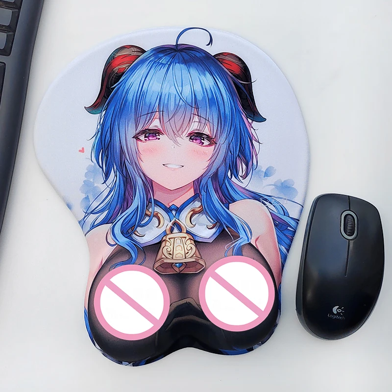 

Sexy Mouse Pad For Genshin Ganyu 3D Breast Mousepad Wrist Rest Silicone Creative Mouse Mat Support Dropshipping Customization