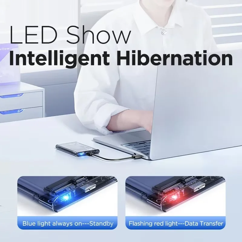 2.5インチ HDD SSDケース SATA - USB 3.0 Type C 透明 6Gbps 最大 外付けハードドライブハウジング UASP SATA III対応 ノートパソコン用,2.5 Inch HDD SSD Case SATA to USB 3.0 Type C Transparent 6Gbps Max External Hard Drive Housing Compatible UASP SATA III Lapto