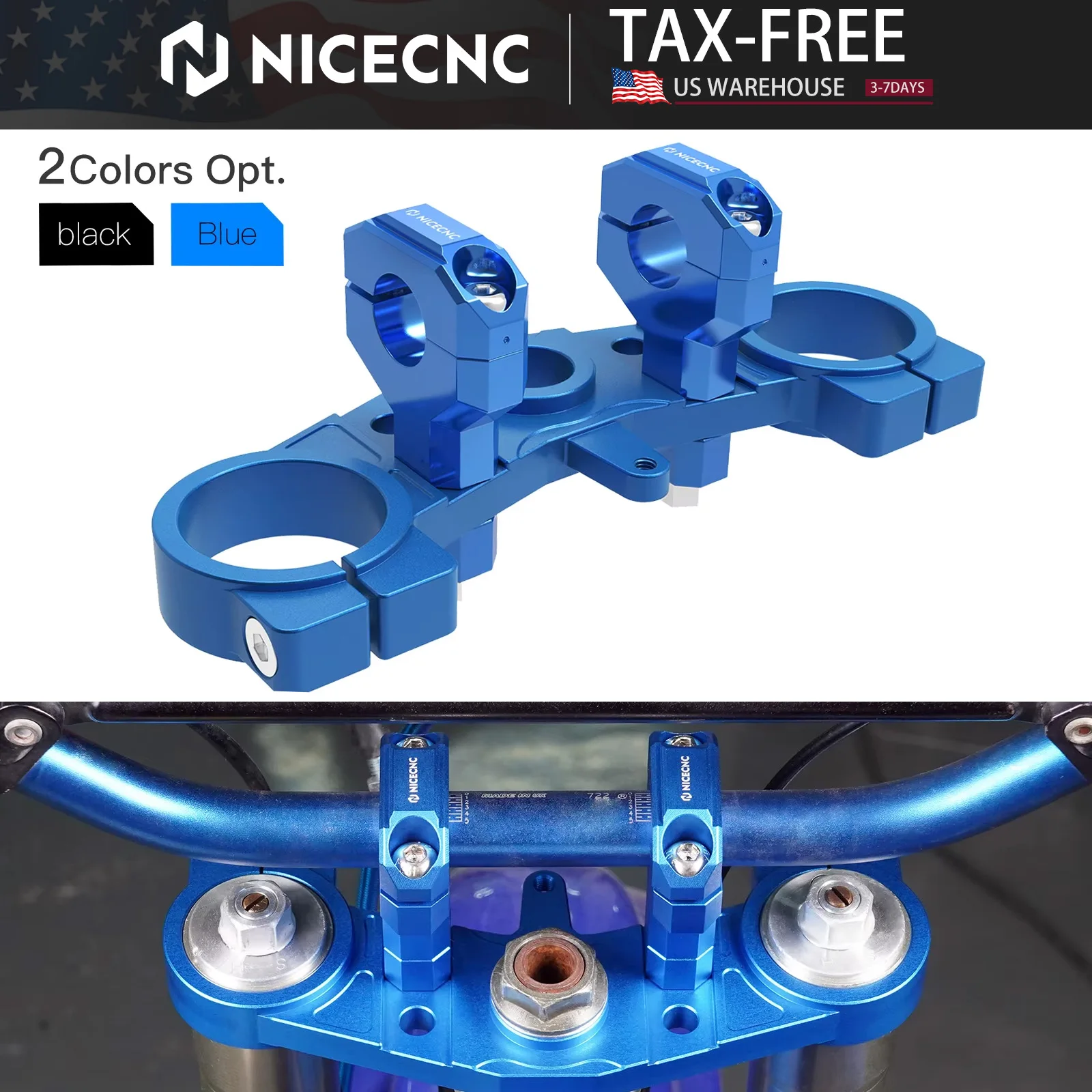 

NICECNC For Yamaha YZ85 YZ 85 2002-2022 YZ80 YZ 80 1993-2001 Motorcycle Upper Triple Tree Clamp Handle Bar Riser Clamps Aluminum