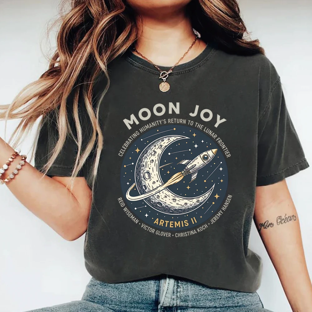 Moon Joy Shirt Artemis II T-shirt Lunar Mission Tee Unisex Crewed Moon Flyby Graphic Tshirt Humanity Returns To The Moon Gift