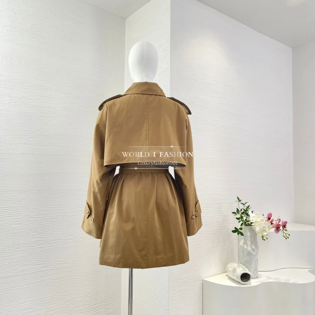 

Classic Khaki 2025 Autumn Cotton High Quality Pocket Women All-matching Coat Jacket