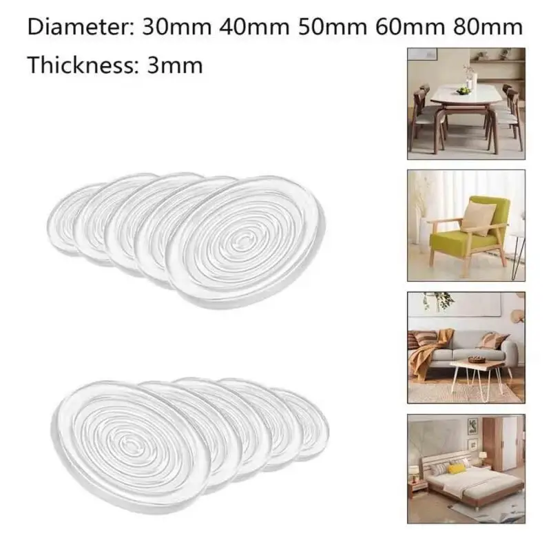 4PCS/set Transparent Silicone Furniture Foot Mat Table Sofa Foot Adhesive Patch Anti-collision Bed Leg Mute Non-slips Mat
