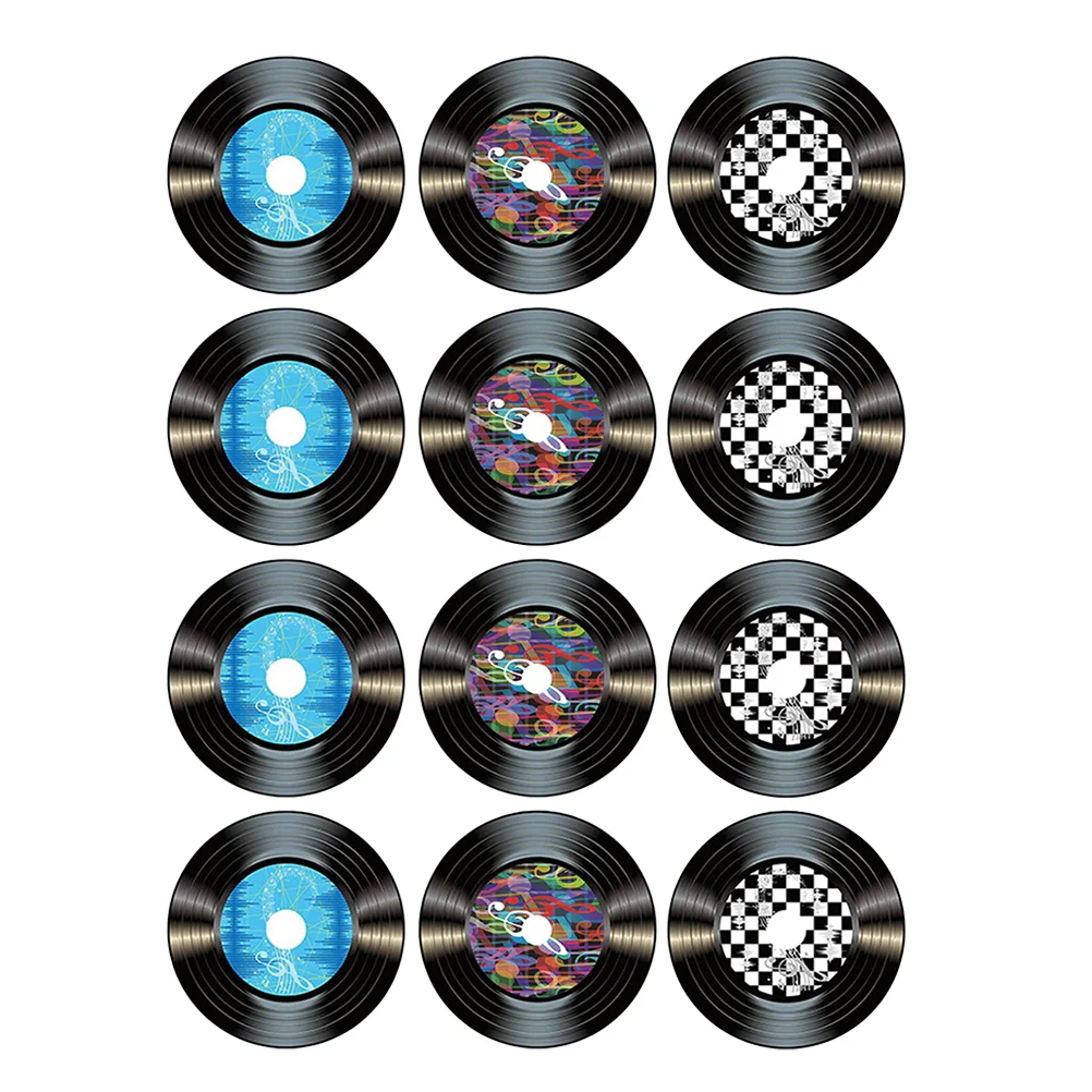 12 Pcs Vinyl Record Decoration Wall Sign Records for Decorative Decorations Paper Emblems