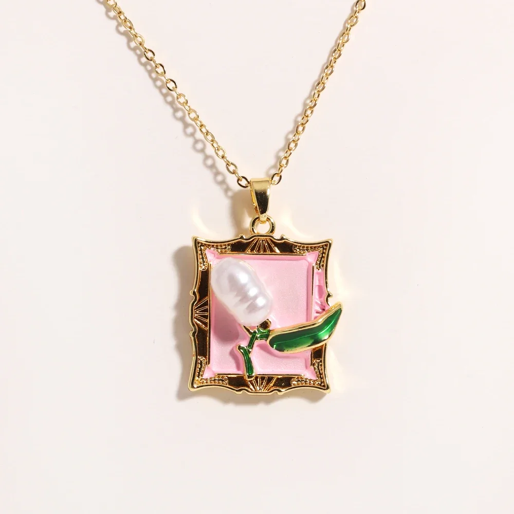 316L roestvrij staal kleurrijke druppel olie bloem hart onregelmatige ketting voor vrouwen meisjes vintage Franse delicate sieraden geschenken