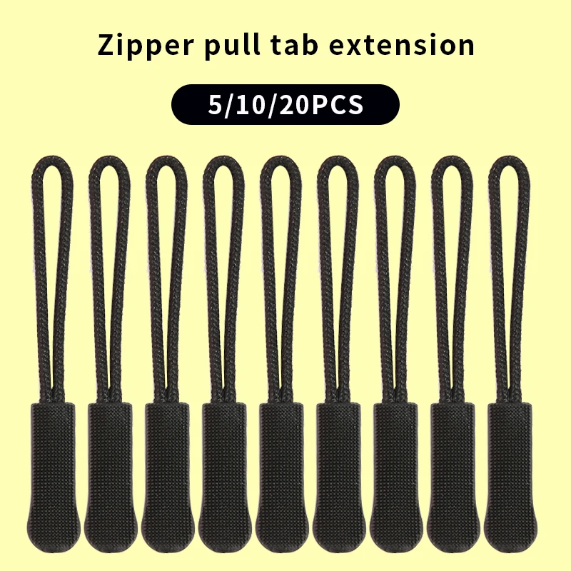 10pcs Zipper Pull Puller End Fit Rope Tag Replacement Clip Broken Buckle Fixer Zip Cord Tab Travel Bag Suitcase Tent Backpack