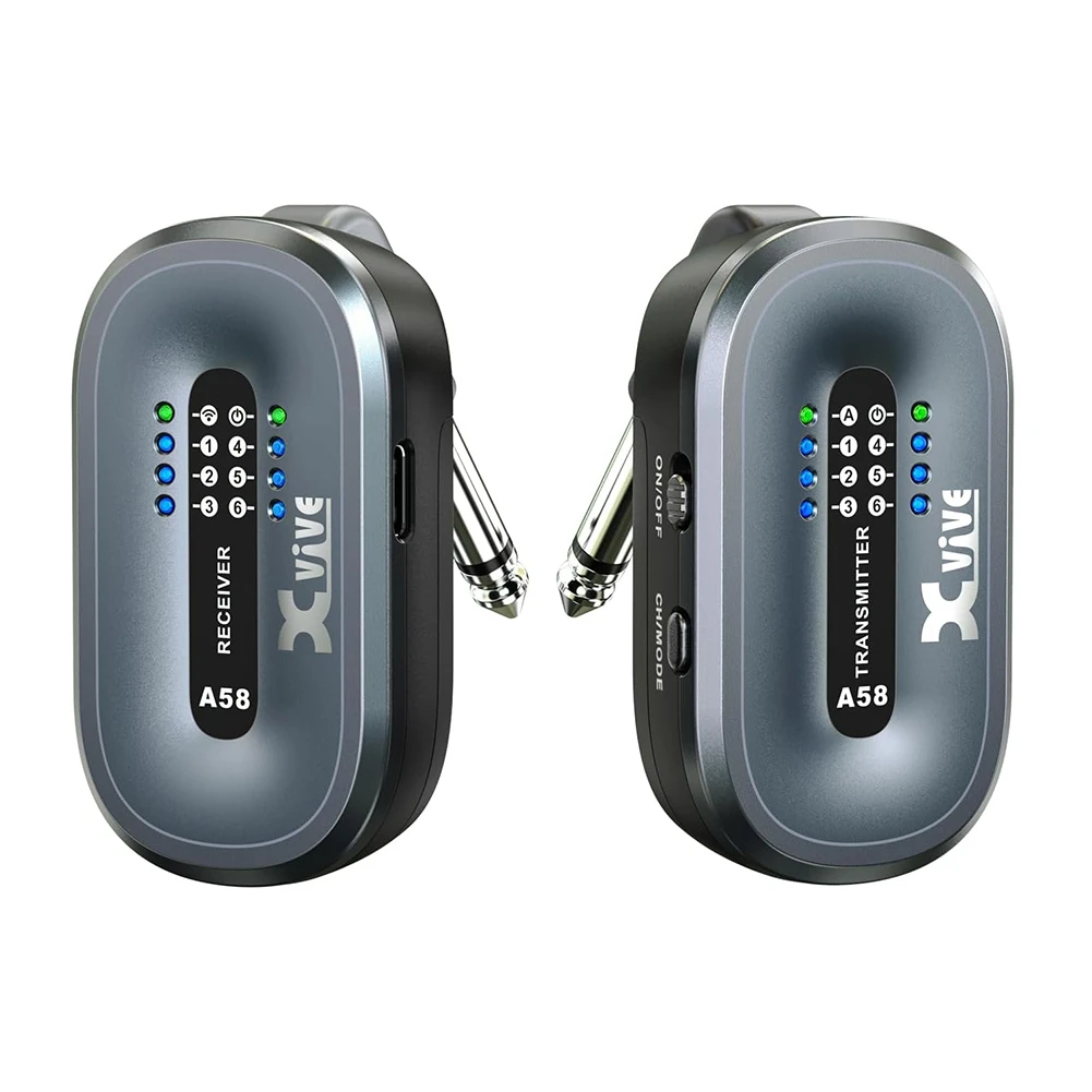 SMIEA Xvive A58 Sistem Gitar Nirkabel 5.8GHz Penerima Pemancar Gitar Nirkabel untuk Gitar Bass Listrik Aktif atau Pasif