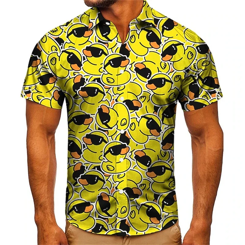 Camisa floral de lapela masculina de botão manga curta, camisa casual verão, presente férias de praia, tudo