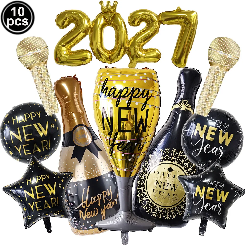 Goldene Krone 2027 Zahlen-Folienballons Dekorationen für Neujahr 2027, Heiligabend, Festival, Zuhause, Abschlussfeier, Partyzubehör