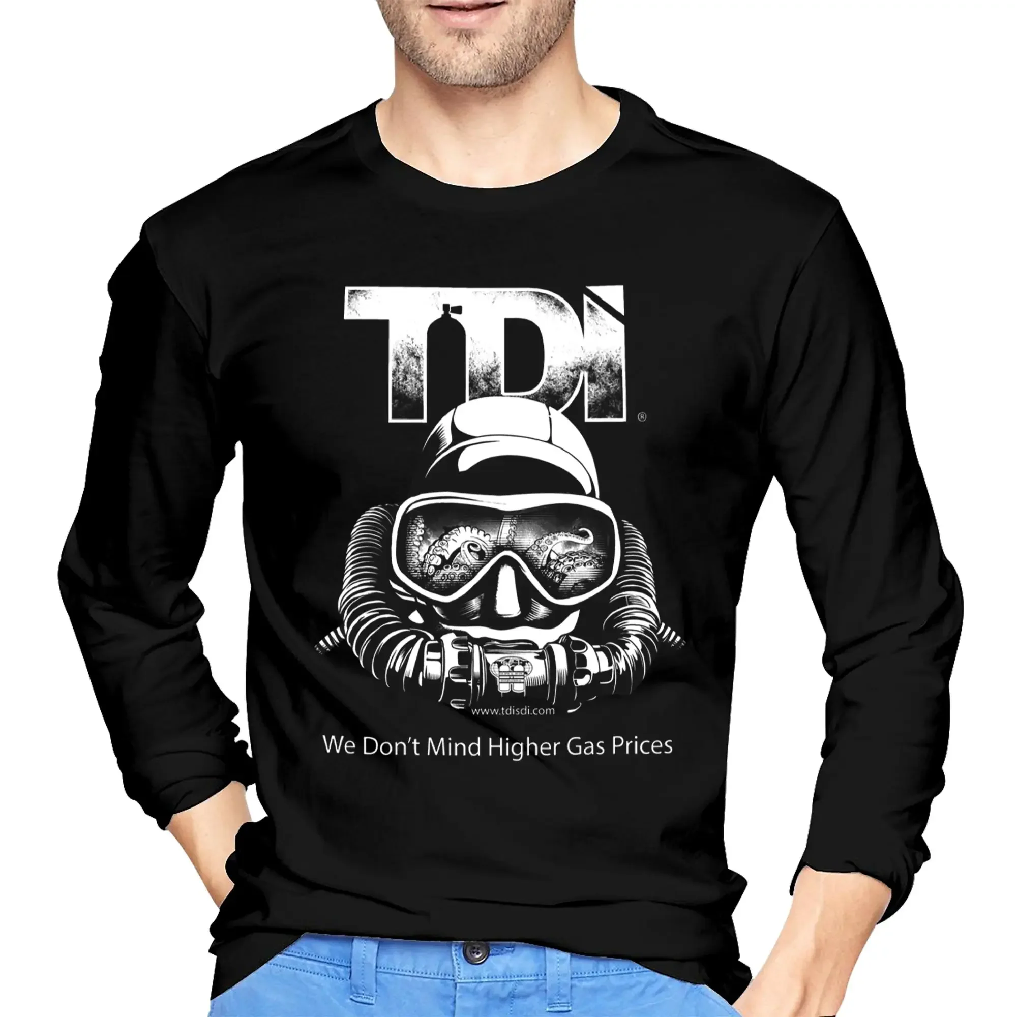 

Dive Scuba Diving - Helmet Basic Men's Long Sleeved T-shirt Fashion Round Neck T shirts Spring and Autumn Men tops