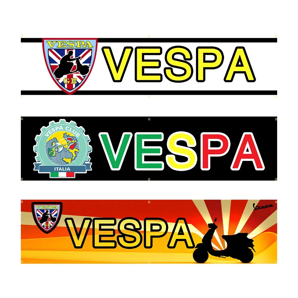 60*240 Italy Vespa Scooter Flag Polyester Digital Printing Moto Banner