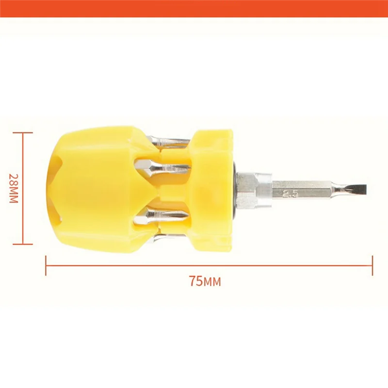 PTST 2Pcs 6-In-1 Multifunctional Screwdriver Set Hand Tools Screwdriver T-Head Multi-Specification Screwdriver Yellow+Red