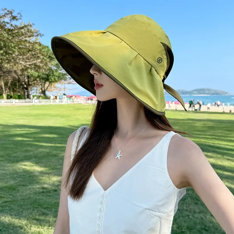 New fisherman hat women's fashionable color-blocked and UV-blocking basin