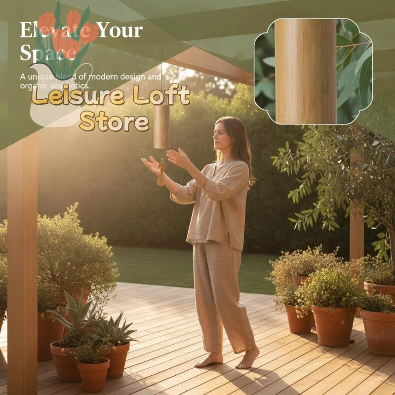 Bamboo Wind Chime Vintage Rustic Chinese Design Natural Resonant Sound for Patio Balcony Home Decor Birthday Gift Option