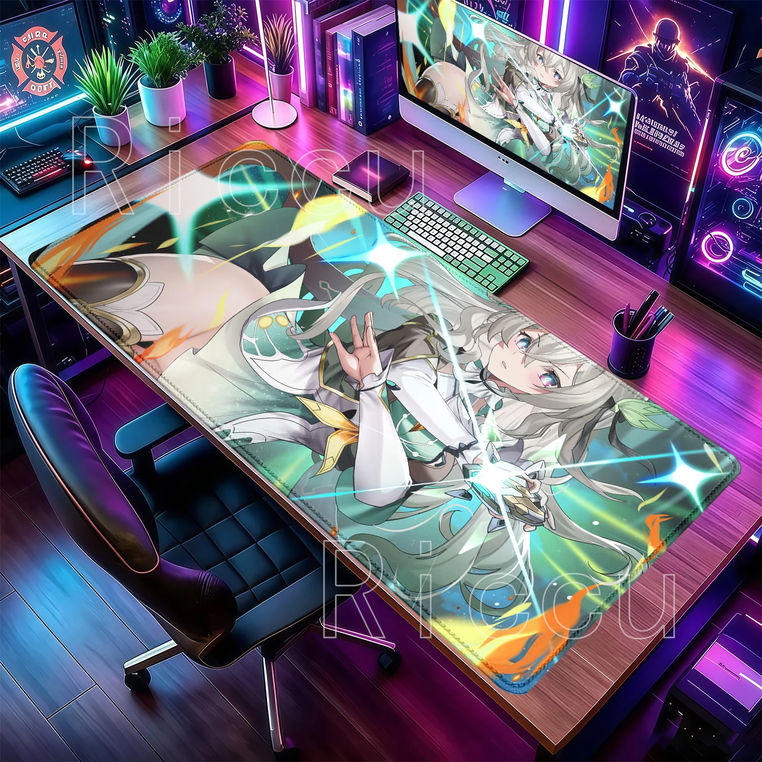 Mouse Pad Firefly Honkai Star Rail HSR Anime Sexy Girl Overlock Desk Mat HD Printing Keyboard Office Non-slip Base XXL Mousepad
