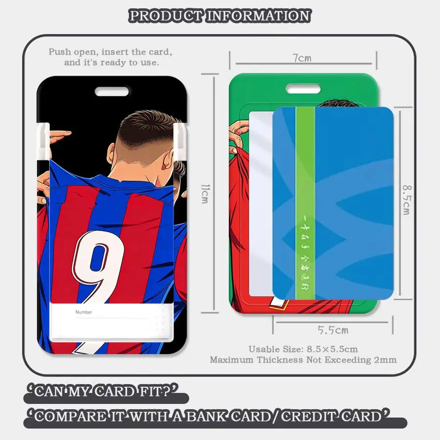 Football Number 1Pc Card Holder Retractable Credit Card Holders Holders Child Bus with lanyard Bank ID Badge Cover Case