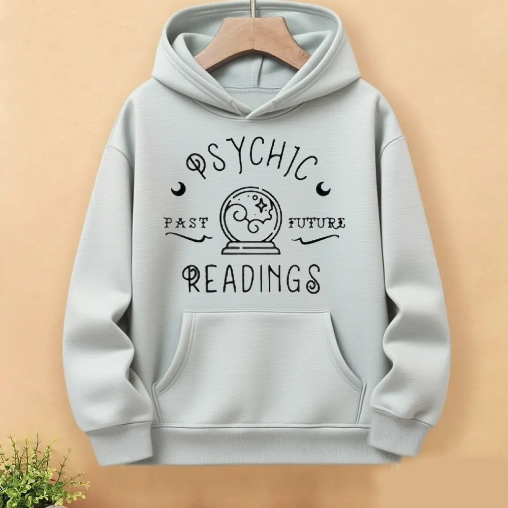 Psychic Sweatshirt Psychic Reading Tarot Card Hoodie Winter Clothes Women Aesthetic Clothes Drop Shoulder Unisex Pullover