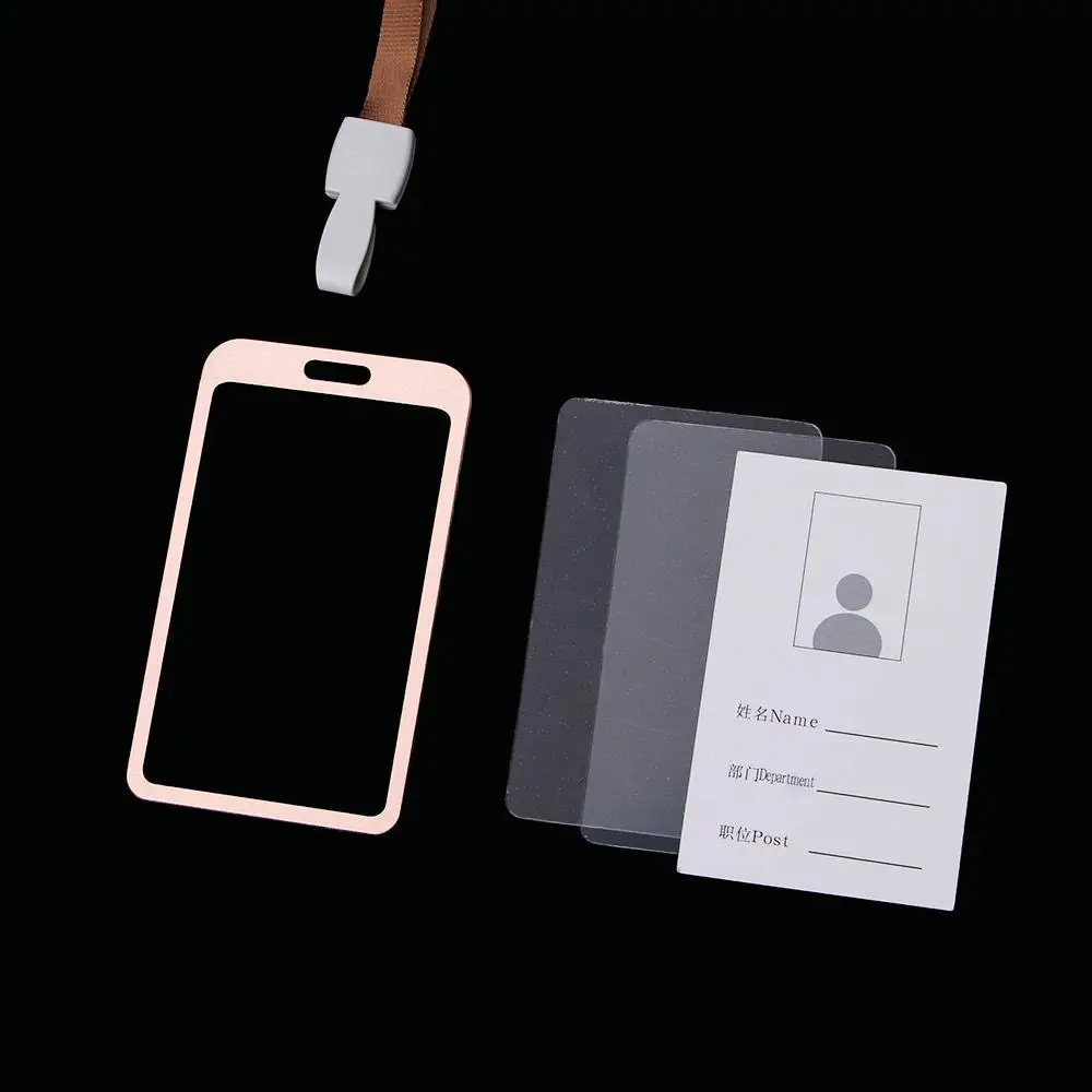 Металлический корпус из алюминиевого сплава для кредитов, защитная деловая обложка, сертификат, держатель для удостоверения личности, рабочий значок со шнурком, бирка для пропуска