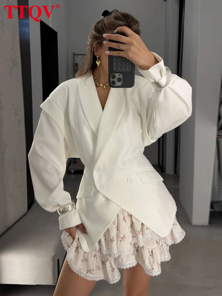 

TTQV Fashion Slim White Women's Shirt 2026 Spring Lapel Long Sleeve Lady Blouse Elegant Classic Top Female Clothing Streetwear