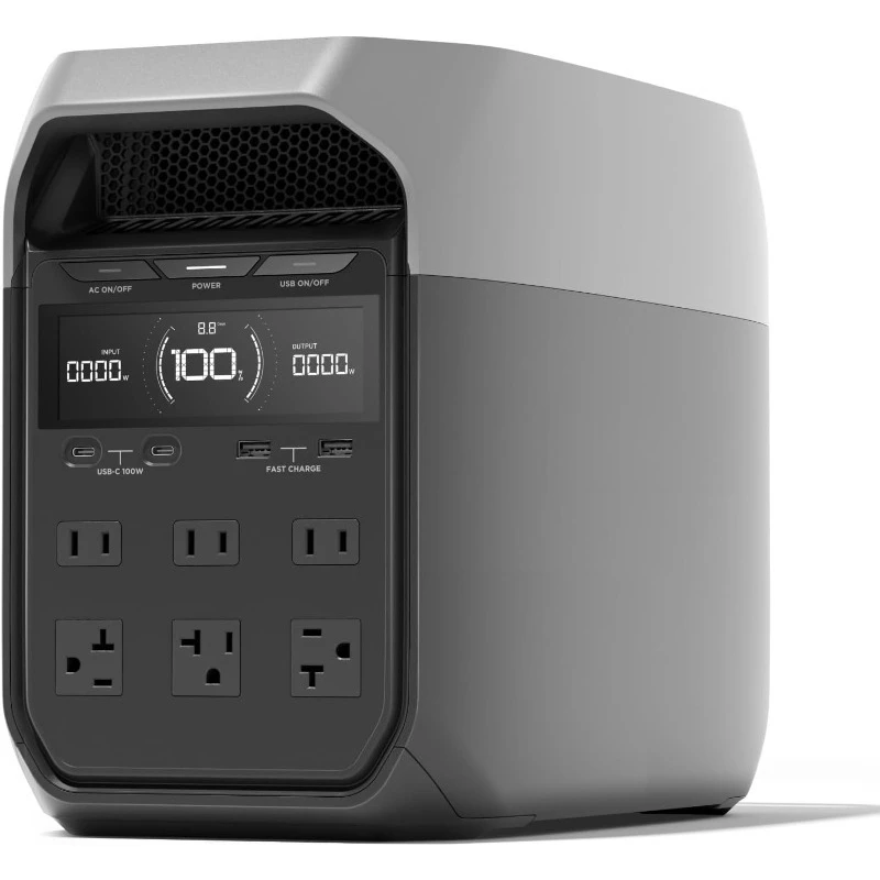 3 محطات طاقة محمولة، بطارية LiFePO4 بقدرة 1024 وات في الساعة، شحن كامل في 56 دقيقة، مخرج USB-C بقدرة 1800 وات، جين شمسي