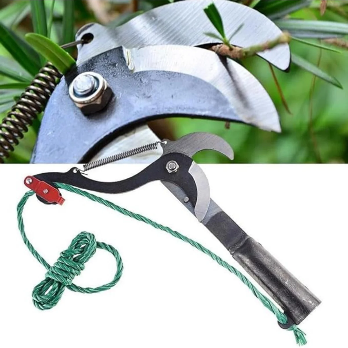 مقص البستنة بحبل خفيف الوزن ومتين ومقص تشذيب النباتات سهل الاستخدام وتصميم بكرة واحدة مريحة #4