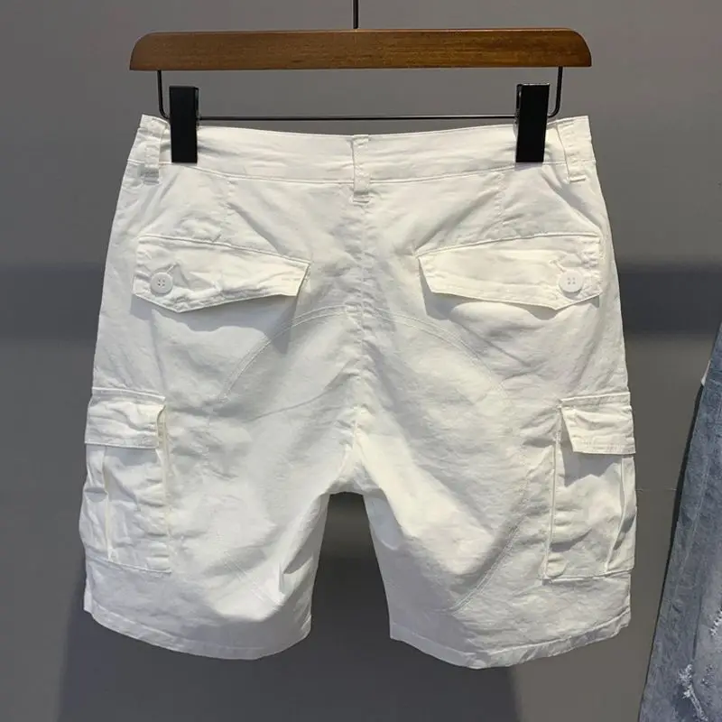 الصيف الأبيض الأدوات السراويل غير رسمية الرجال العلامة التجارية العصرية خمس نقاط السراويل الكورية العصرية الرجال فضفاض المؤخرات رقيقة متوسطة السراويل #6