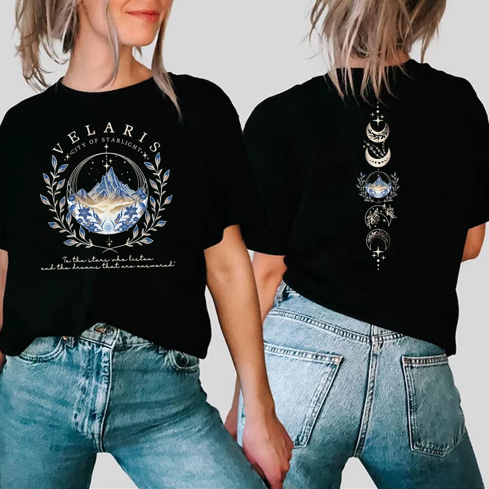 Velaris ACOTAR Shirt Velaris City of Starlight Front and Back Print T-shirt Night Court SJM Merch Bookish Gift Sarah J Mass Tops